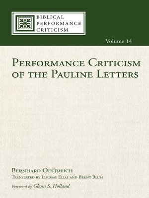 cover image of Performance Criticism of the Pauline Letters